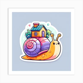 Snail With House Sticker Art Print