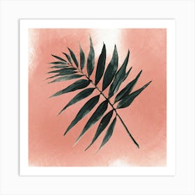 Palm Leaf On A Pink Background Art Print