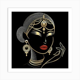 Indian Woman With Gold Jewelry 1 Art Print