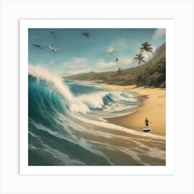 Catch A Surreal Wave and You're  On Top Of The World Art Print