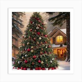 Christmas Tree In The Snow 2 Art Print