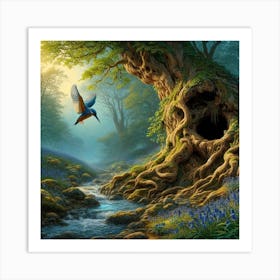 Kingfisher In The Forest 15 Art Print