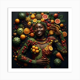 Afro-American Woman With Fruits Art Print