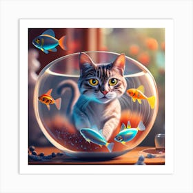 Cat In A Fish Bowl 33 Art Print