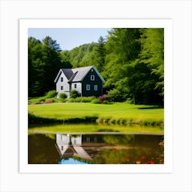 Pond And House 2 Art Print