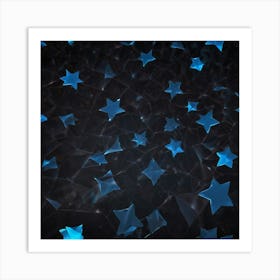 Blue Stars On A Black Background Art Print