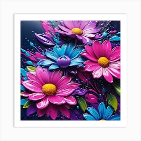 Colorful Flowers Painting 1 Art Print