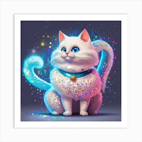 Cartoon Character A White Cat With A Silver Coat Art Print