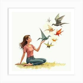 Origami Birds Art Print