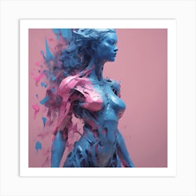 DECONSTRUCTED BLUE AND PINK FIGURE 7 Art Print