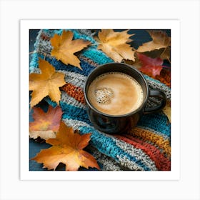 Autumn Leaves And Coffee Art Print