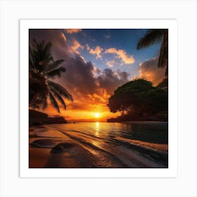 Sunset At The Beach 149 Art Print