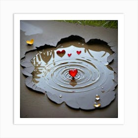 Heart Shaped Puddle Art Print