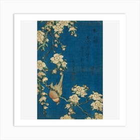 Goldfinch And Cherry Tree Japanese Retro Art Art Print