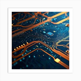 Close Up Of A Circuit Board Art Print