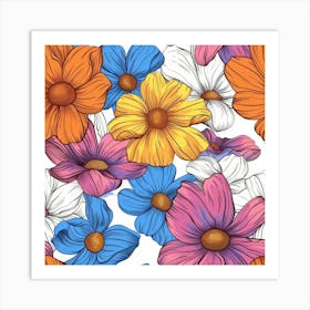 Seamless Floral Pattern 2 Art Print