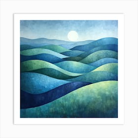 Moon And The Waves Canvas Print Art Print