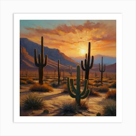 Sunset In The Desert 4 Art Print