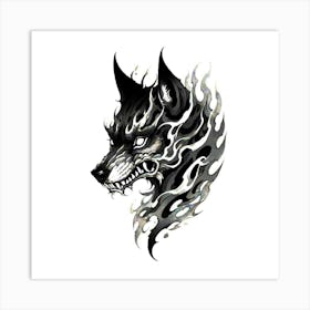 Wolf Head Tattoo 16 Art Print