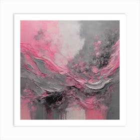 Abstract Pink And Grey Art Print