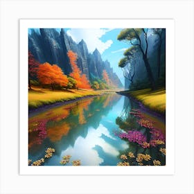 River In Autumn 1 Art Print