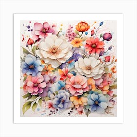 Watercolor Flowers 4 Art Print