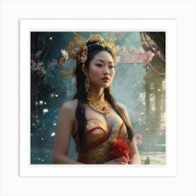 Chinese Empress The Magic of Watercolor: A Deep Dive into Undine, the Stunningly Beautiful Asian Goddess Art Print