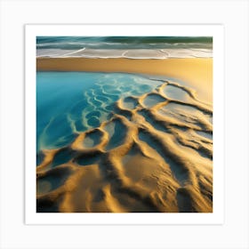 Liquid Sand, Golden Ripples on the Beach 4 Art Print