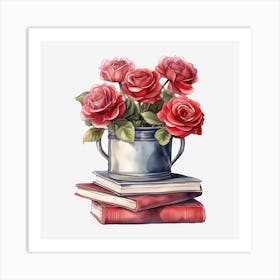 Roses On Books 24 Art Print