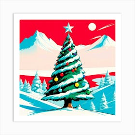 Christmas Tree On North Pole  pop art Art Print