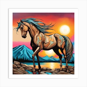 Sunset Horse Art Print