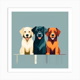 Three Dogs, colorful dog illustration, dog portrait, animal illustration, digital art, pet art, dog artwork, dog drawing, dog painting, dog wallpaper, dog background, dog lover gift, dog décor, dog poster, dog print, pet, dog, vector art, dog art, dogs, cute dogs,  Art Print