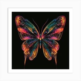 Radiant Butterfly With Intricate Wing Patterns.Generated AI. Wall Art Print 2 Art Print