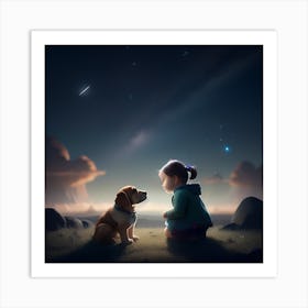 A Child and Her Dog Art Print