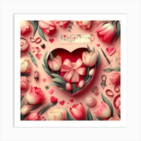 Valentine's Day, tulip pattern 3 Art Print