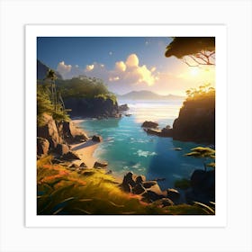 Purau Bay Landscape Art Print