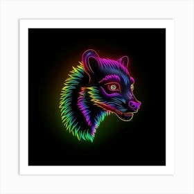 Neon Wolf Head 9 Poster