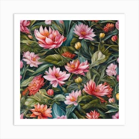 Lotus Flower Painting Art Print