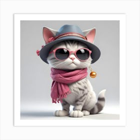 Cute Cat In Hat Art Print