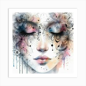 Watercolor Of A Woman'S Face 30 Art Print