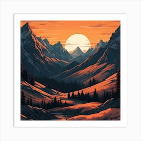 Sunset In The Mountains Art Print