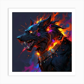 Wolf In Flames 1 Art Print