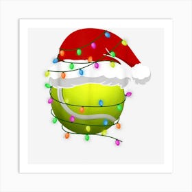 Funny Christmas Santa Hat Tennis Sport Xmas Boys Men Art Print