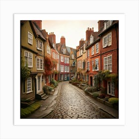 Firefly Claymation, Uk, Street, Houses, Bending, Perspective, Whimsical, Artistic, Detailed, Texture (10) Art Print