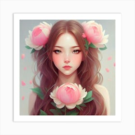 Peony Girl 5 Art Print