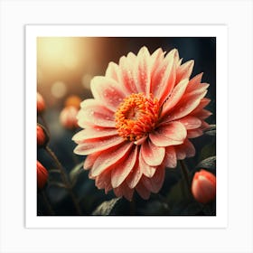 Pink Dahlia Flower Art Print