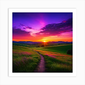 Sunset In The Field Art Print