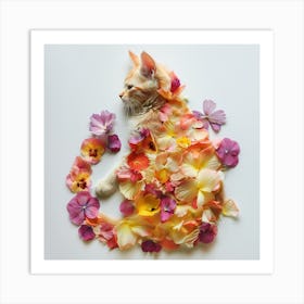 Beautiful Floral Cat Art Print