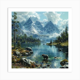 Bear By The Lake Art Print