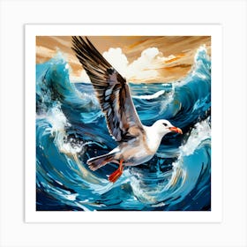 Seagull In The Ocean Art Print